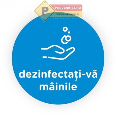 Semn albastru dezinfectati mainile